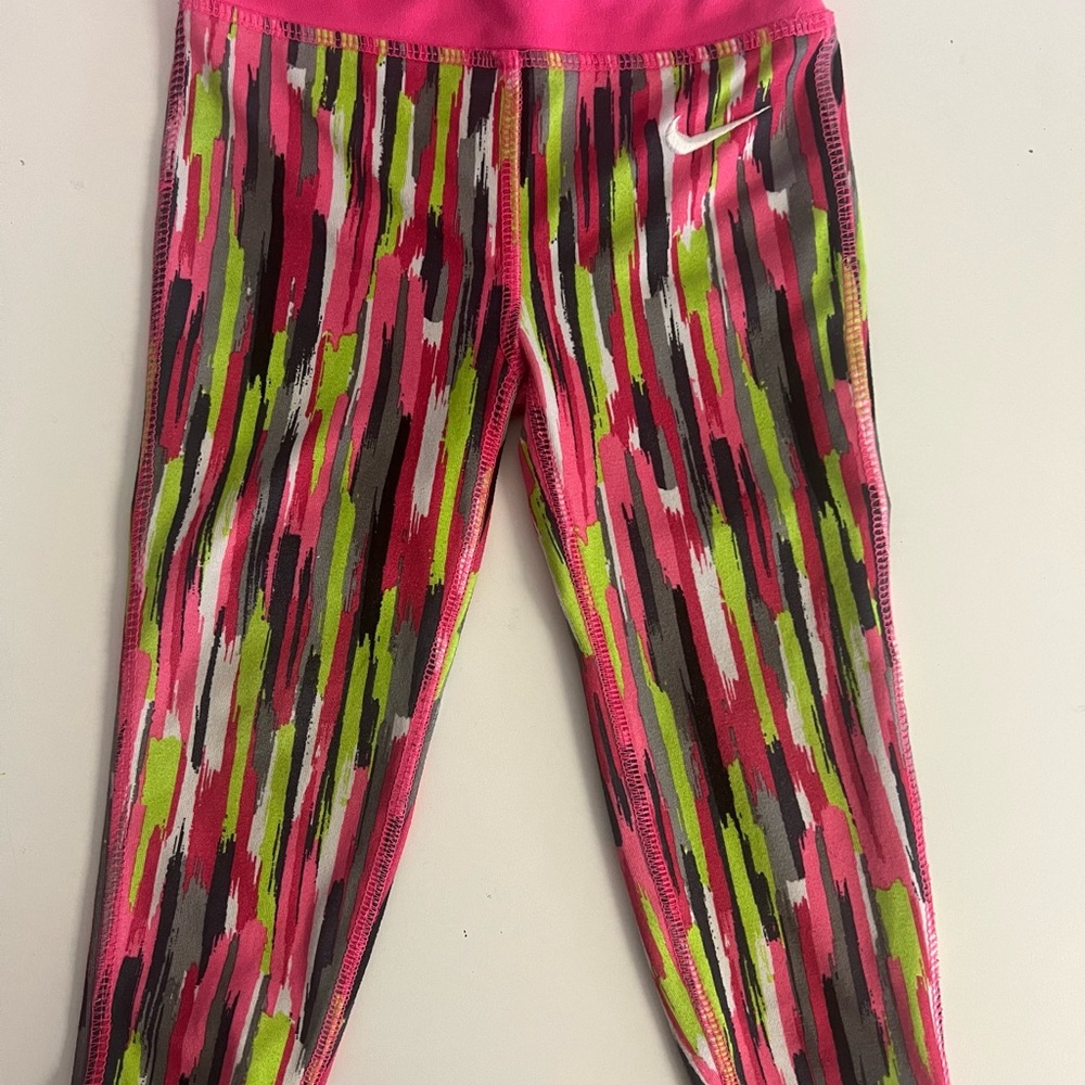 Nike Pink and Green Dynamic Leggings